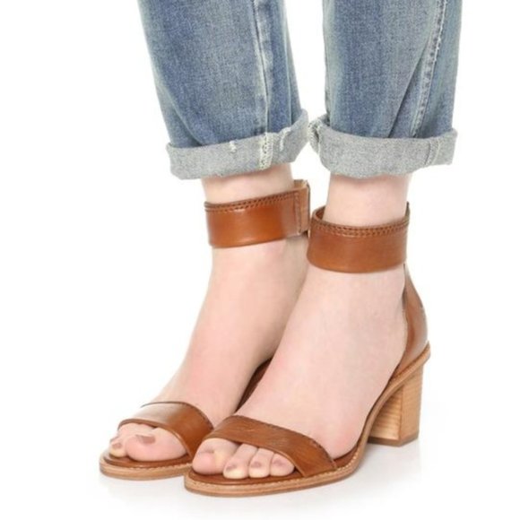 Frye Brielle Cognac Leather Chic Ankle Heel Sandal - Picture 7 of 16